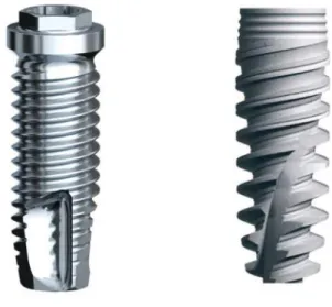 Figure 11 : image d’un implant lisse à gauche et rugueux à droite (Source Nobel Biocare)