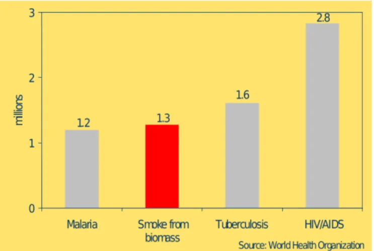 Figure 12: Nombre de morts dus à la combustion de la  biomasse dans le monde  Source: IEA, 2006