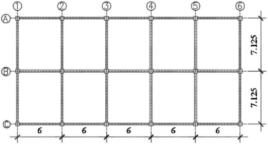 Fig. 1 Plan view of the concrete structure [m] 