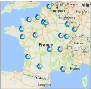 Figure 2 : Localisation des différents réseaux de santé pour patients atteints de SEP en France 
