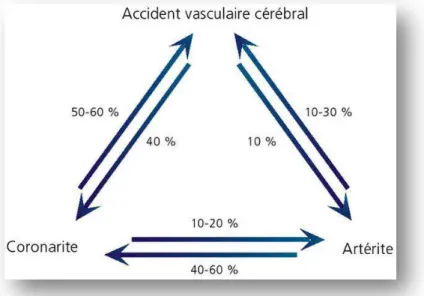 Figure 7 : Prévalence d'une atteinte athéroscléreuse asymptomatique en présence d'une localisation  symptomatique (5) 