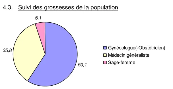 Figure 24 : Professionnels en charge du suivi de grossesse de la population (%) 