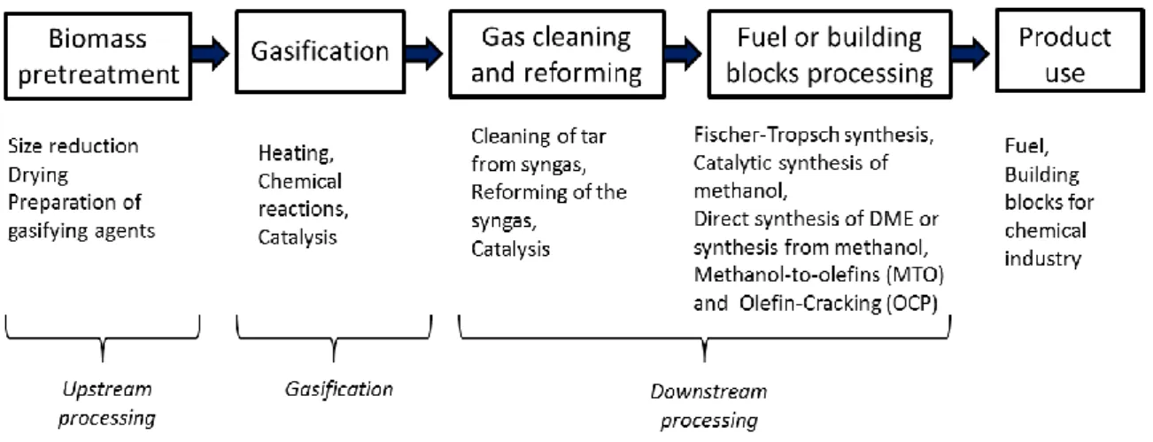Figure 2: Processes involved in biomass gasification 