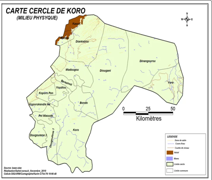 Fig. 1 Map showing communities surrounding the Koro district of Mali