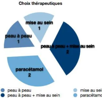 Figure 3.2.5.3. Stratégies thérapeutiques choisies à l’aide du protocole lors de la  deuxième phase de notre étude 