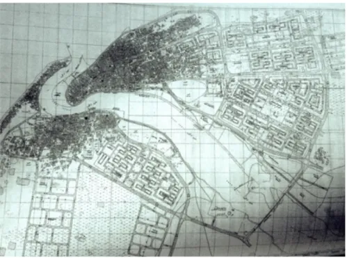 Fig 1.11: Dubai’s first master plan prepared by John Harris in 1959, focusing mainly on  modernizing the city through infrastructure (Source: Elsheshtawy, 2013)
