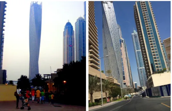 Fig 1.22: Dubai twisted tower (Cayan Tower) in Dubai Marina. Developed by Cayan  Group (KSA) and built by the contractor Arabtec