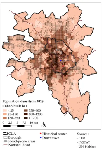 Figure 7. Residential population density in 2018. 