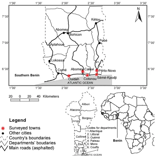 Figure 1: Map of southern Benin.
