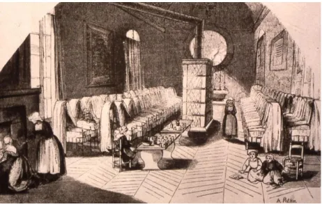 Illustration 9 : Salle commune, dortoir des nouveau-nés,  dessin de H. Pottin 