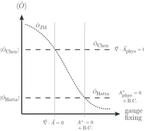 FIG. 6. Schematic visualization of the effect of gauge fixing (vertical lines) and Stueckelberg fixing (horizontal lines)