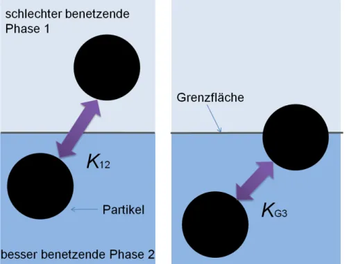 Abbildung 5.7: Mögliches Verteilungsverhalten der Partikel im Flüssig-Flüssig-System Für K ij gilt nach (Pfennig, 2003):