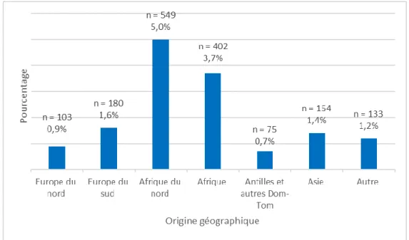 Diagramme 2 : Répartition des origines géographiques de la population, hormis française