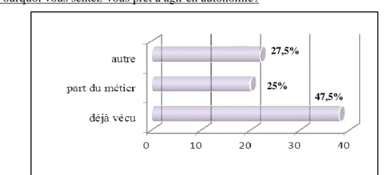 Figure 8 : Principales raisons évoquées pour justifier le sentiment d'aptitude 
