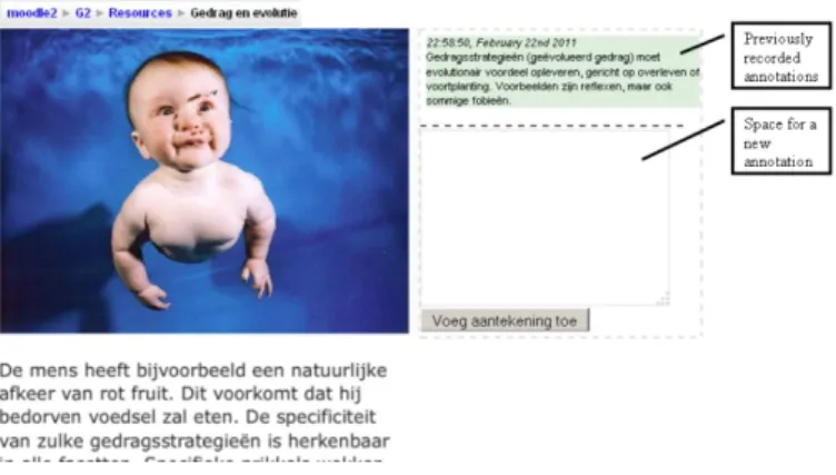 Figure 1. An annotation in its local context of a standard Web page of the course 