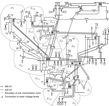 Fig. 3. One-line diagram of the studied region within RTE system