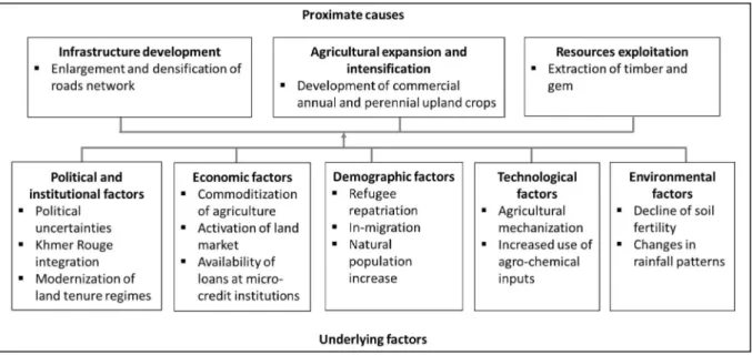 Fig. 1. Conceptual framework of proximate causes and underlying factors of LUCC - adapted from Geist and Lambin (2002).