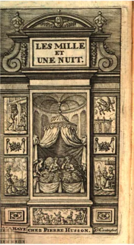 Illustration 8. Frontispiece of Les Mille et une nuit showing Scheherazade telling one of  her tales to the caliph