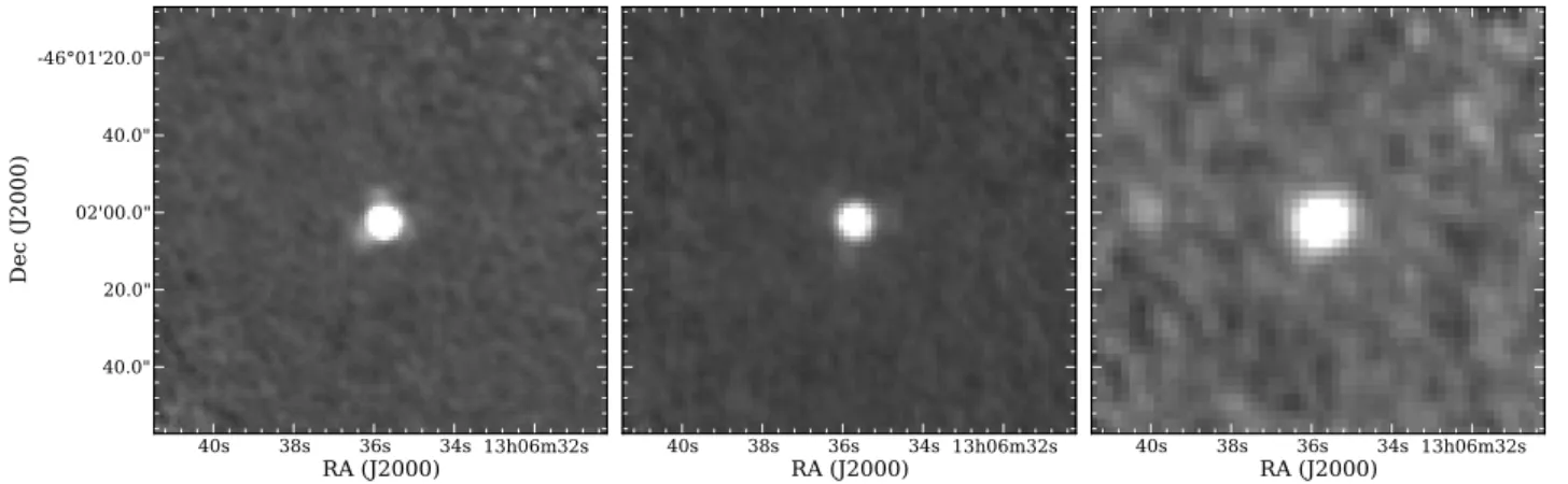 Fig. 1. Herschel/PACS observations at 70, 100, and 160 µm (left to right).