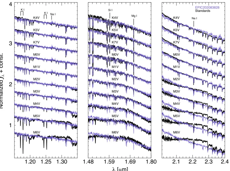 Figure 3. JHK-band IRTF / SpeX spectra of K2-26 ( EPIC 202083828 ) compared with late-type standards from the IRTF spectral library