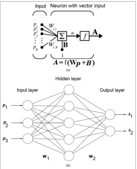 Figure 12. (a) Basic neuron; (b) typical ANN model.