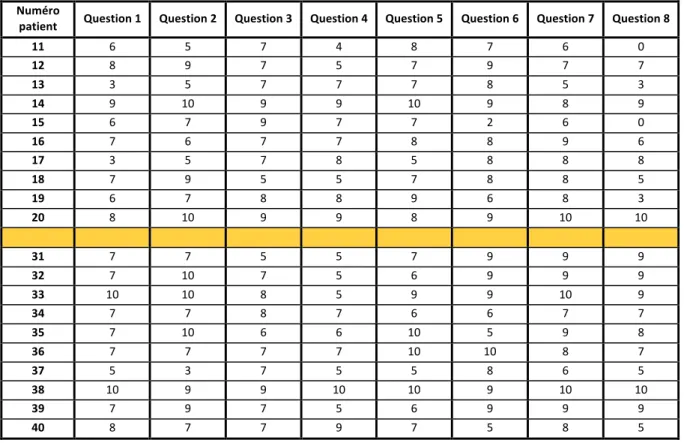 Tableau 5 : Données questionnaire Satisfaction de l’application 