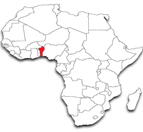 Figure 1 : Carte de l'Afrique présentant la situation géographique du Bénin