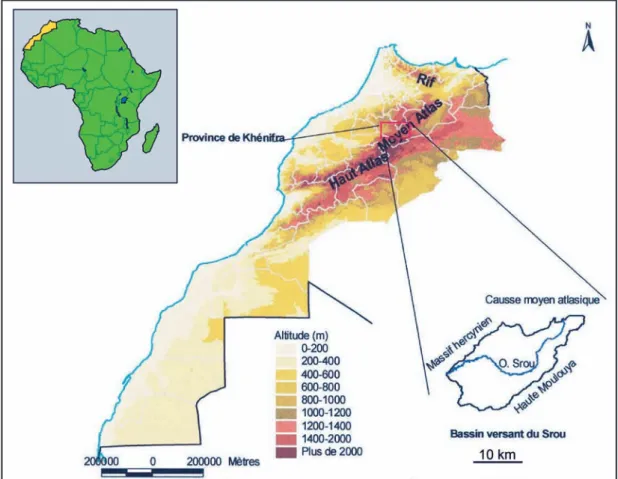 Fig. 1 : Situation géographique du bassin versant du Srou.