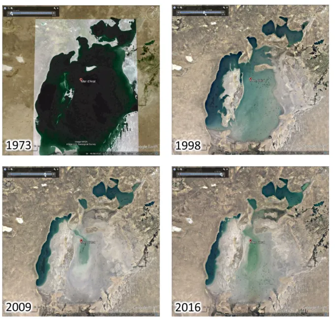 Figure 7 : Aperçu de la fonctionnalité « Images d’archive » de Google Earth Pro pour la Mer d’Aral 