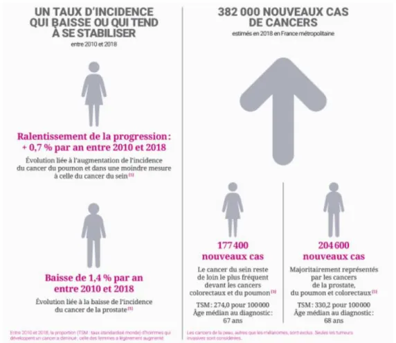 Figure 2 Taux d’incidence des cancers en France en 2018 