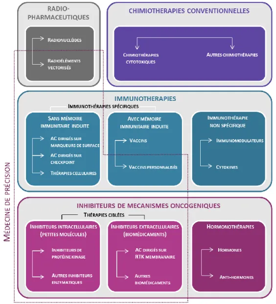 Figure 4 Classification des médicaments anticancéreux et périmètre de la médecine de précision [3] 