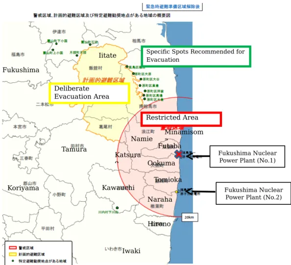 Fig. 3 – Zones d’évacuation en date de juin 2011 (Source: Ministère de l’Industrie, du Commerce et de l’Economie)