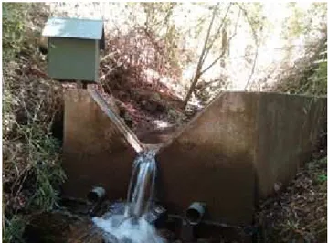 Figure  1.  V-notched  weir  (sediment  trap)  at  the  outlet  of  the  catchments 