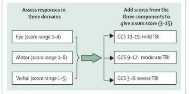Figure 2: Classification of clinical severity of traumatic brain injury with the Glasgow Coma Scale 