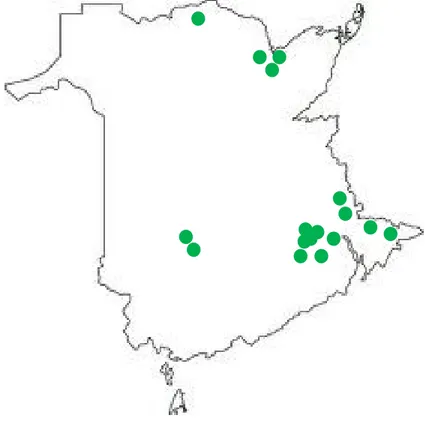 Figure 4. Dispersion des écoles participant au projet MATCH au Nouveau-Brunswick 