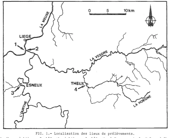 FIG.  1.- Localisation  des  lieux  de  prélèvements. 