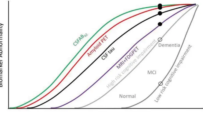Figure 10 : Evolution des biomarqueurs en fonction de la progression de la MA