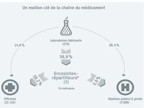 Figure 2: Circuit de distribution du médicament en France  (9) 