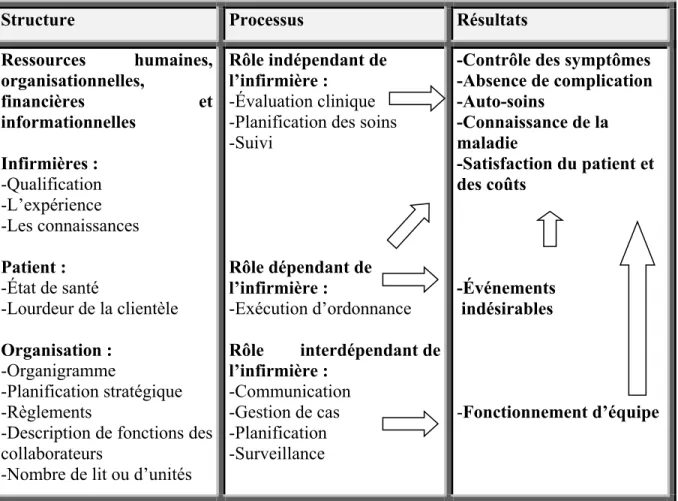 Tableau 1: Nursing role effectiveness model d’Irvine et al. (1998) 
