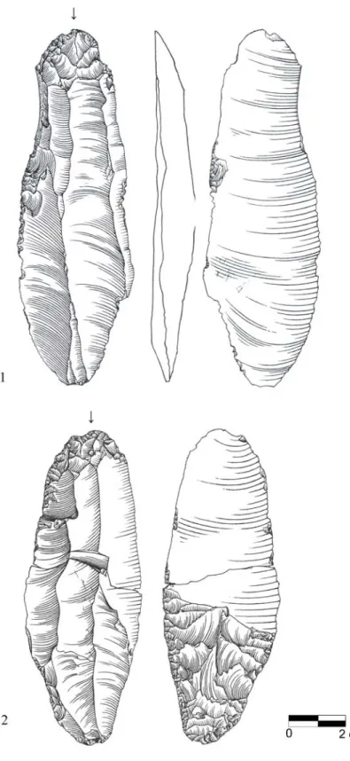 Fig. 7. —  Beedings. 1 et 2 : grattoirs (d’après Jacobi, 2007).