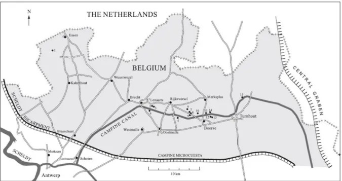 Fig. 36. Distribution des argiles de la Campine (Mostaert, 1993). 