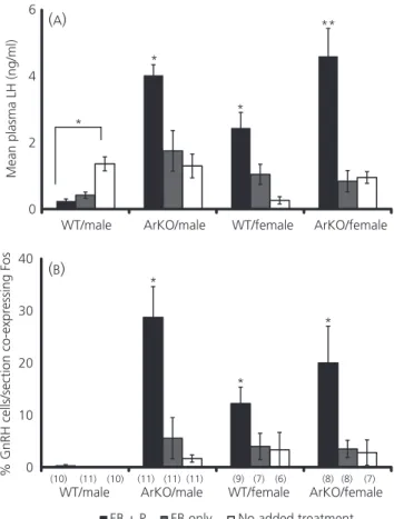 Fig. 1. Capacity of aromatase knockout (ArKO) mice to show a steroid-induced luteinising hormone (LH) surge