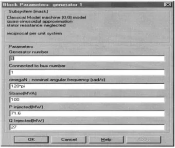 Fig. 8 Initial parameters of a generator.