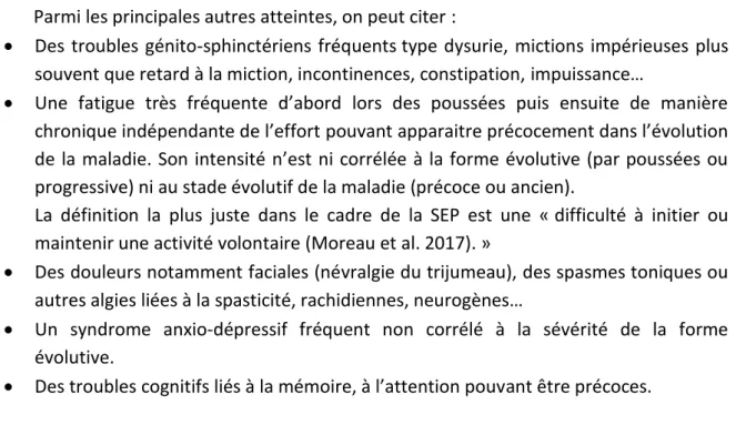 Tableau 5 : Fréquence des symptômes inauguraux isolés de la SEP (Brochet et al. 