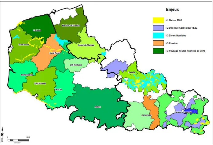 Figure 3 : carte des pays délimités pour les MAEt en NPdC. (source : SRISE NPdC) 