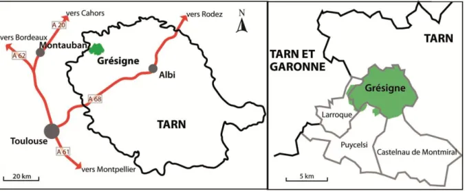 Figure 1: localisation de la FD de la Grésigne  source : Bouny G. 