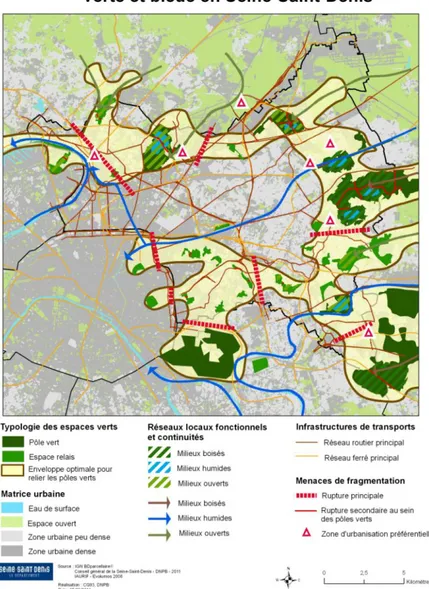 Figure 8 : Potentialités de développement de la trame verte et bleue en Seine-Saint-Denis