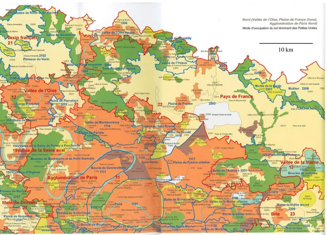 Figure 11 : Carte des unités paysagères de la région Île-de-France