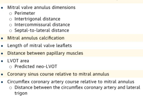 TABLE 2 Multidetector Row Computed Tomography Analysis of the Mitral Valve for Transcatheter Mitral Valve Therapies  Mitral valve annulus dimensions