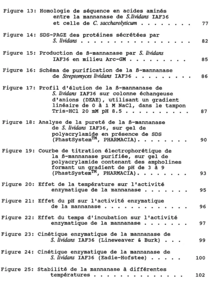 Figure  13:  Homologie  de  séquence  en  acides  aminés  entre  la  mannanase  de  S.lividans  IAF3 6 